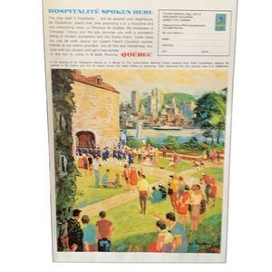Vintage 1965 Quebec Tourist Bureau Hospitality Spoken Here Ad Advertisement